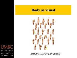 Body as visual AMERICAN SIGN LANGUAGE 