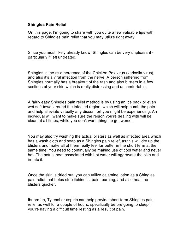 Shingles Pain Relief