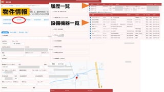 物件情報
履歴⼀覧
設備機器⼀覧
 