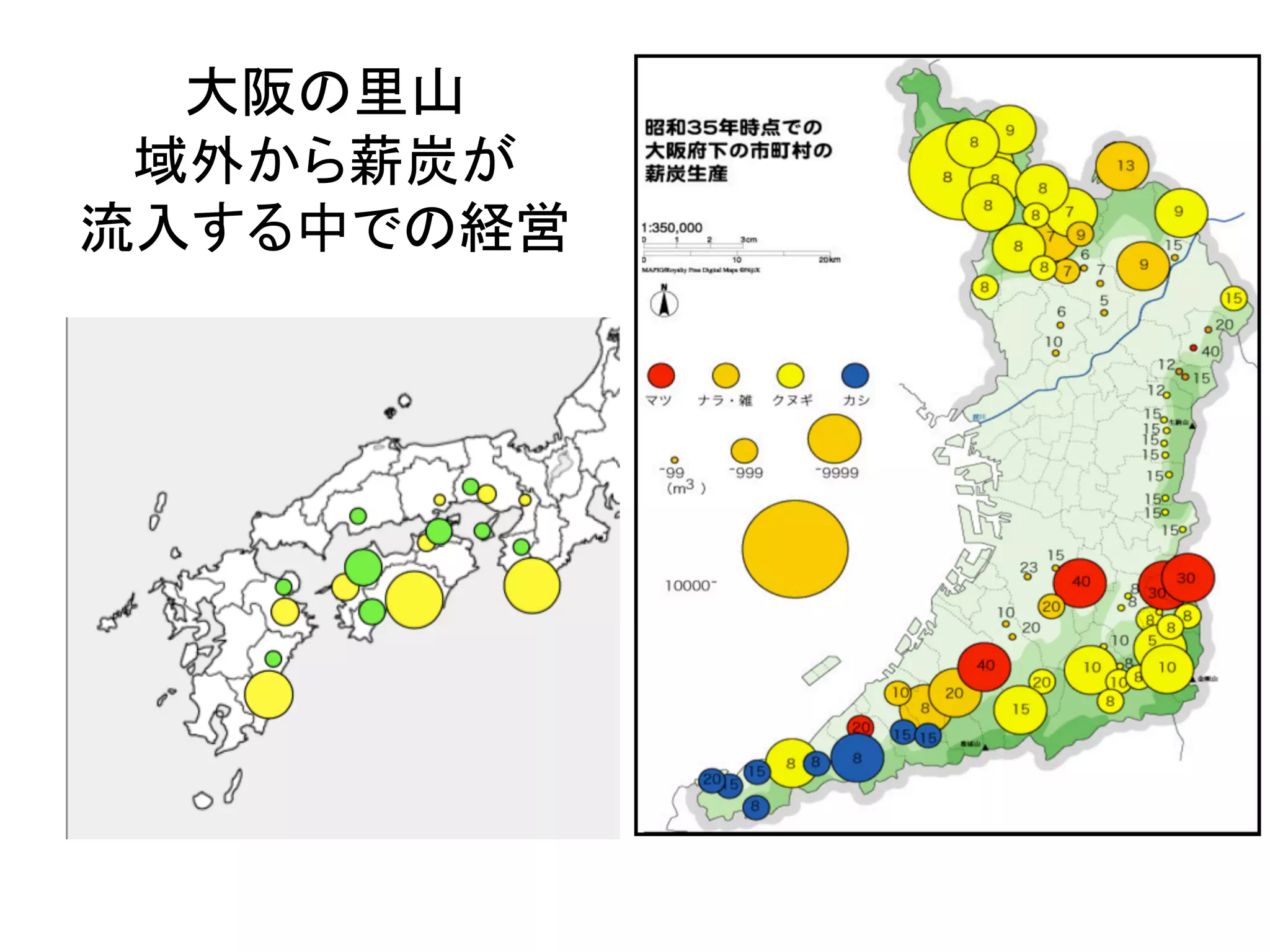 大阪の里山	
域外から薪炭が	
流入する中での経営	
 