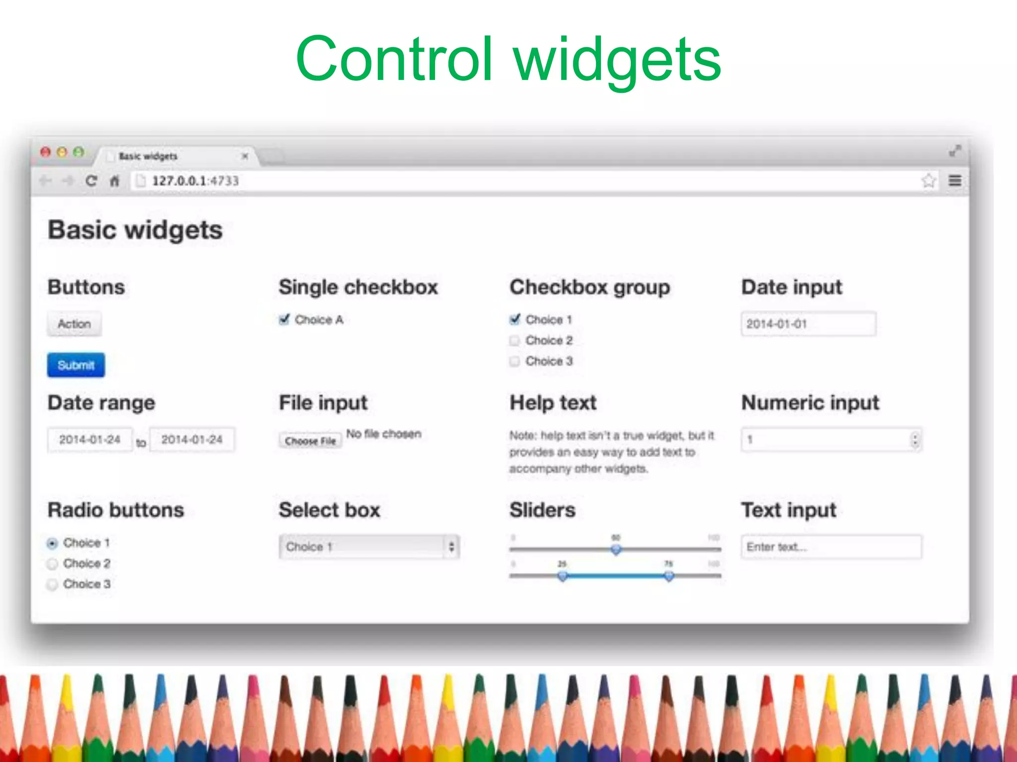 Control widgets
 