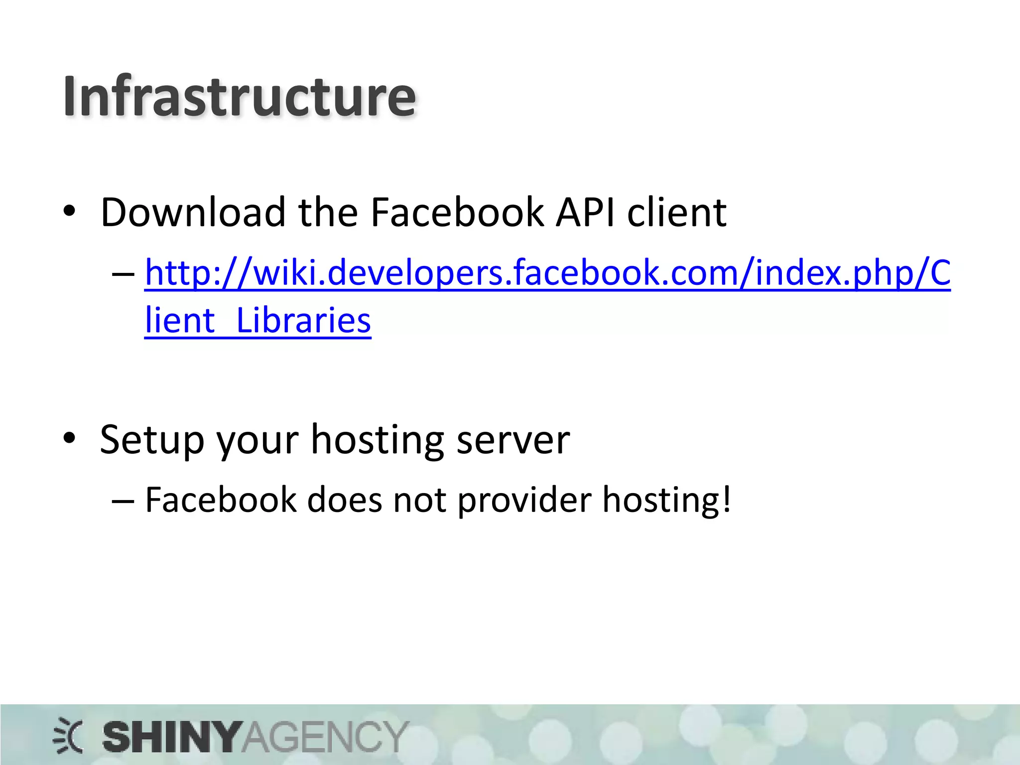 FQLSQL-like interface to access Facebook dataDuplicate of API functionalityMany API functions are just FQL wrappersDon’t bother…