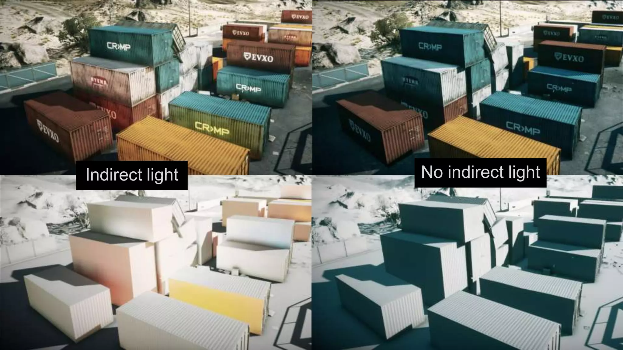 Indirect/bounced light    No indirect/bounced
                                  light




         Indirect light            No indirect light
 