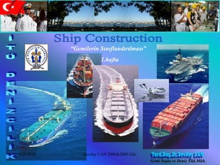 “Gemilerin Sınıflandırılması”
                         1.hafta




6/25/2010        Sevilay CAN 2008&2009 Güz                           1
                                             Gemi İnşaa ve Deniz Yük.Müh.
 