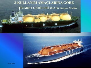 3-KULLANIM AMAÇLARINA GÖRE
          TİCARET GEMİLERİ-Özel Yük Taşıyan Gemiler




6/25/2010            Sevilay CAN 2008&2009 Güz        37
 