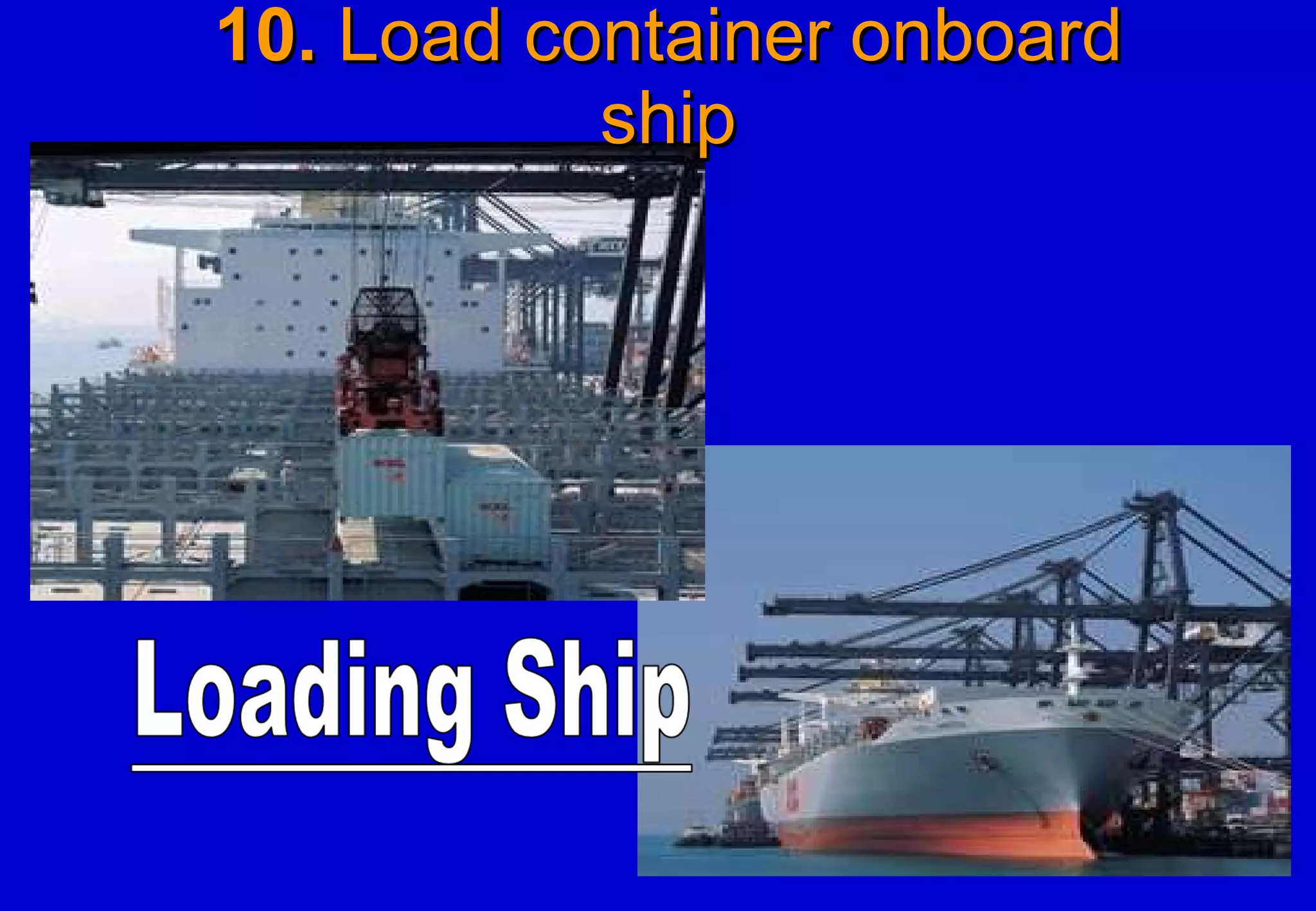 10.  Load container onboard ship 