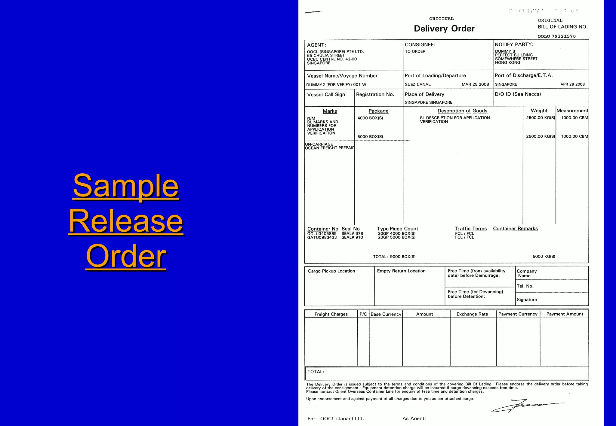 Sample Release Order 