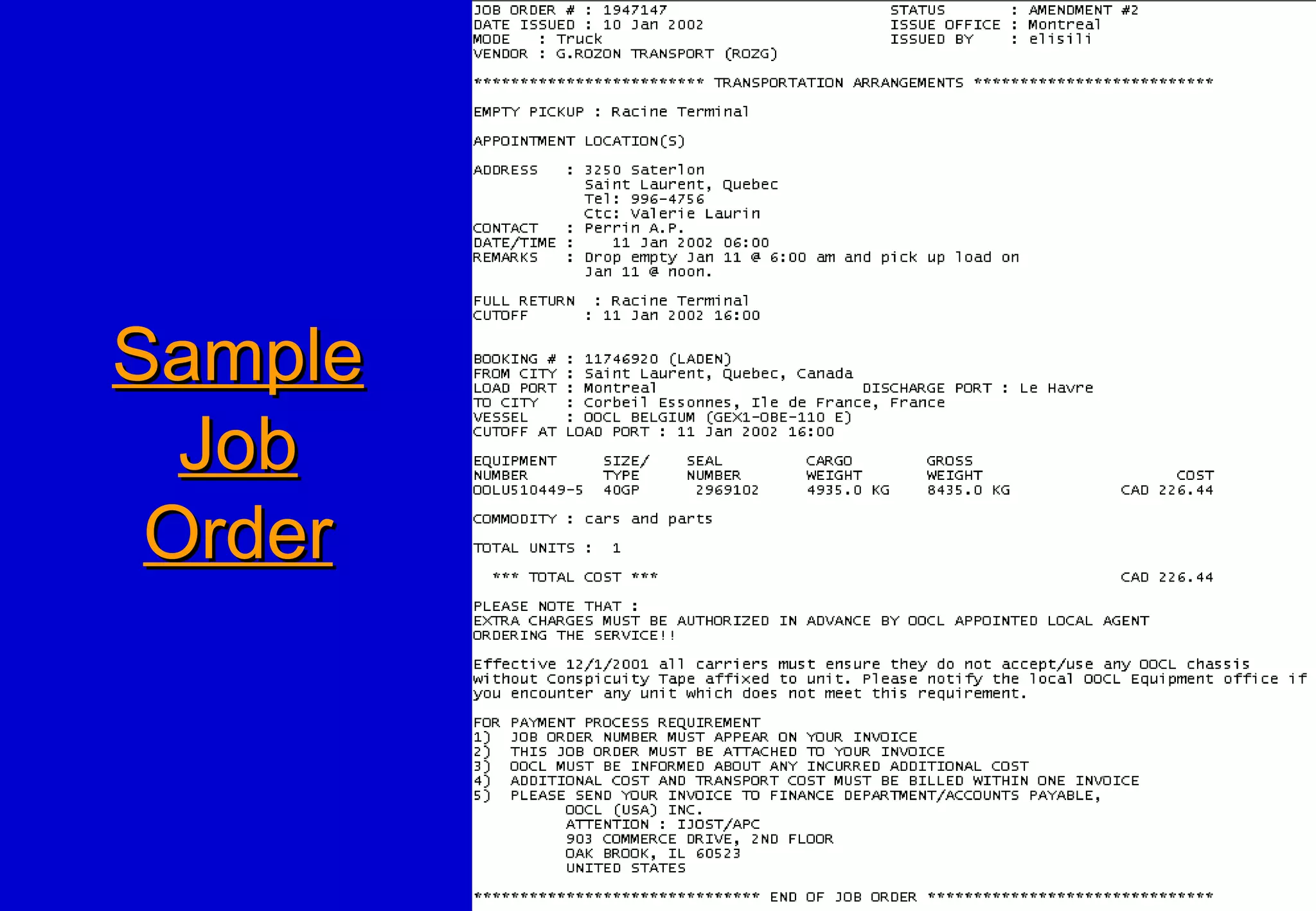 SampleSample
JobJob
OrderOrder
 
