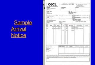 SampleSample
ArrivalArrival
NoticeNotice
 