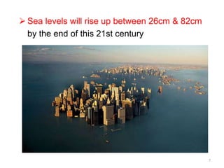 7
 Sea levels will rise up between 26cm & 82cm
by the end of this 21st century
 