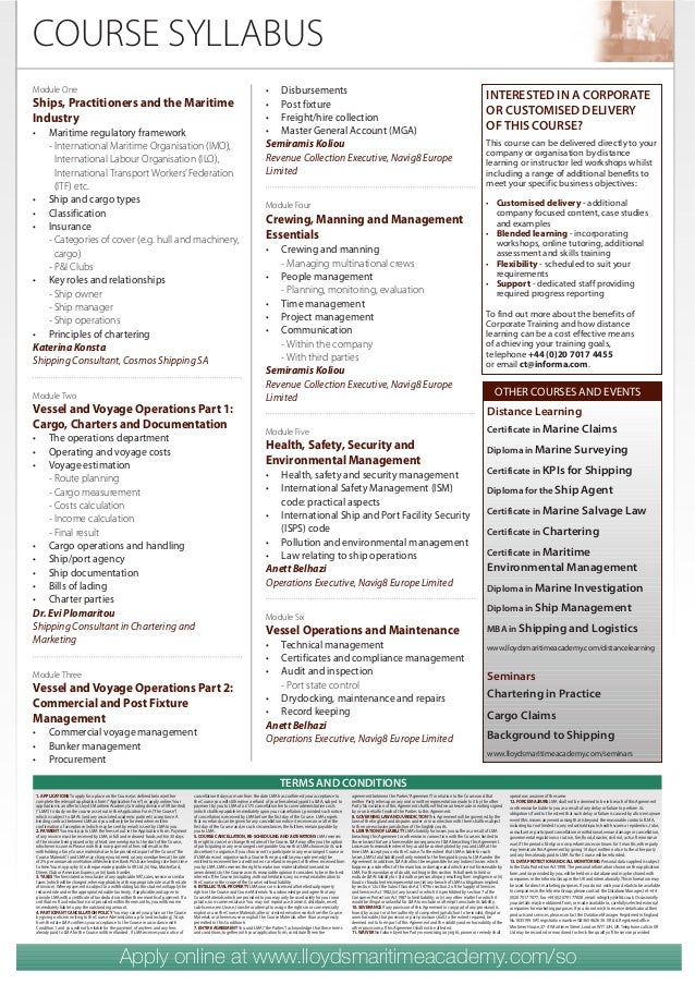 Certificate in Ship Operations by Lloyds Maritime Academy