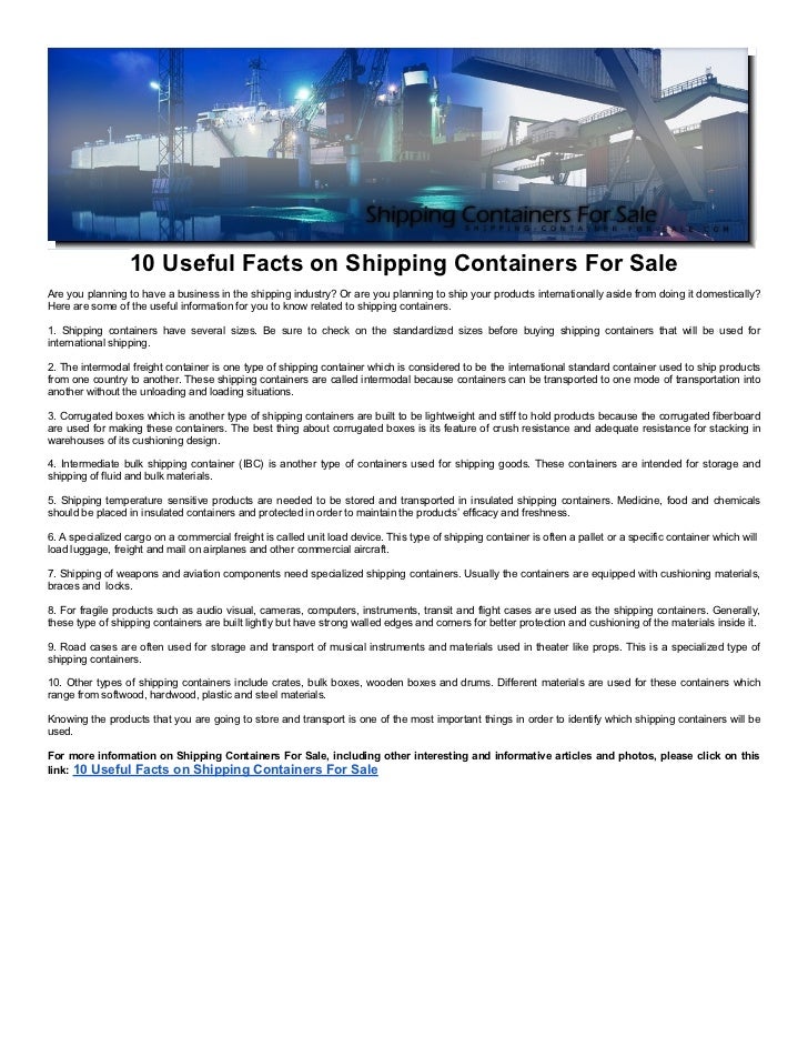 10 Useful Facts on Shipping Containers For Sale