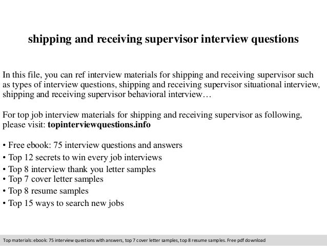 receiving supervisor job description