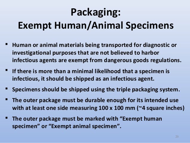 Exempt animal specimen label