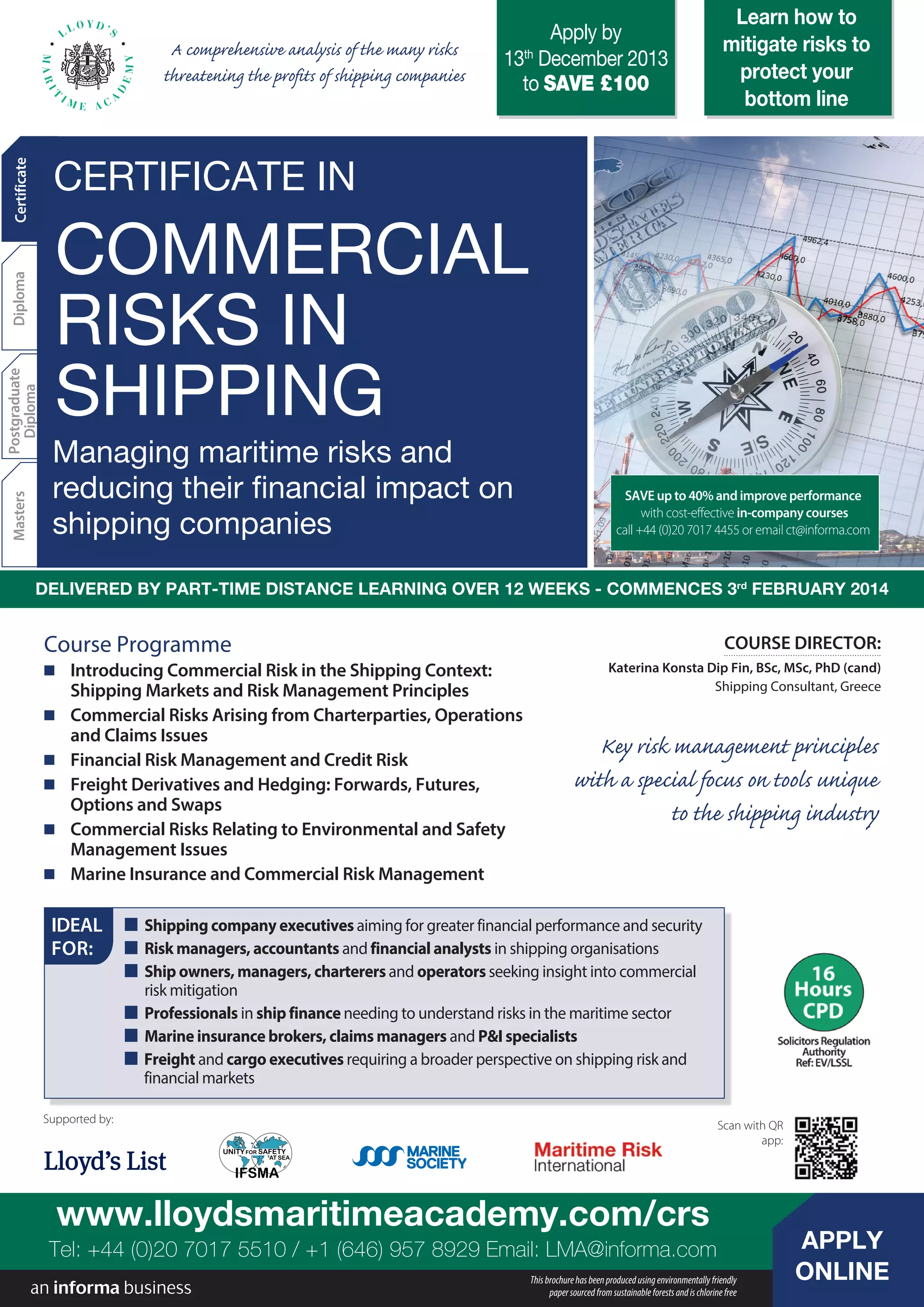 Certificate in Commercial Risks in Shipping by Lloyds Maritime Academy ...
