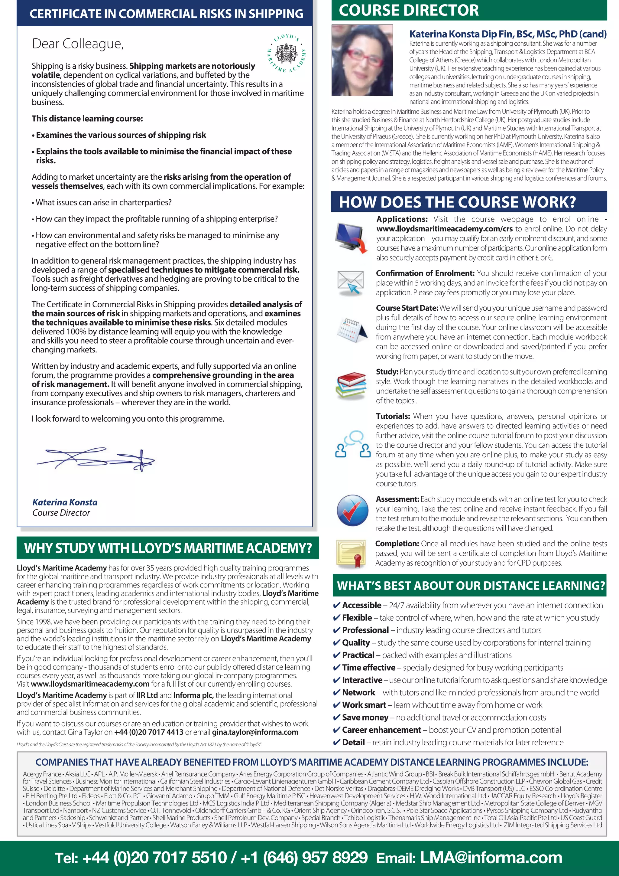 Certificate in Commercial Risks in Shipping by Lloyds Maritime Academy ...
