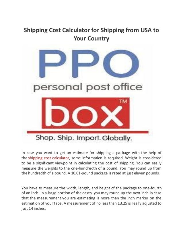 Shipping cost calculator for shipping from usa to your country