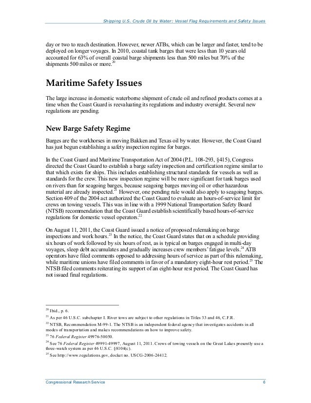 Shipping U.S. Crude Oil by Water Vessel Flag Requirements and Safety…