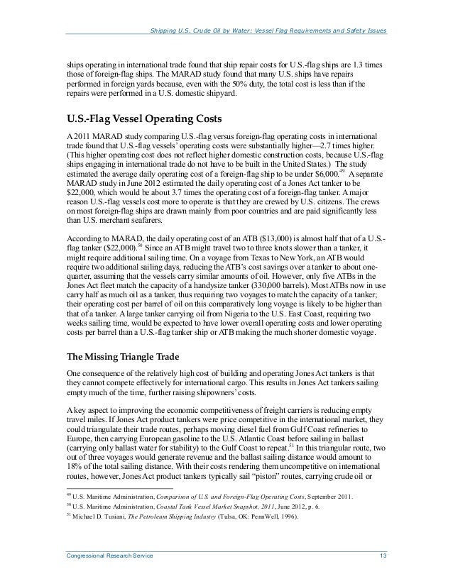 Shipping U.S. Crude Oil by Water Vessel Flag Requirements and Safety…