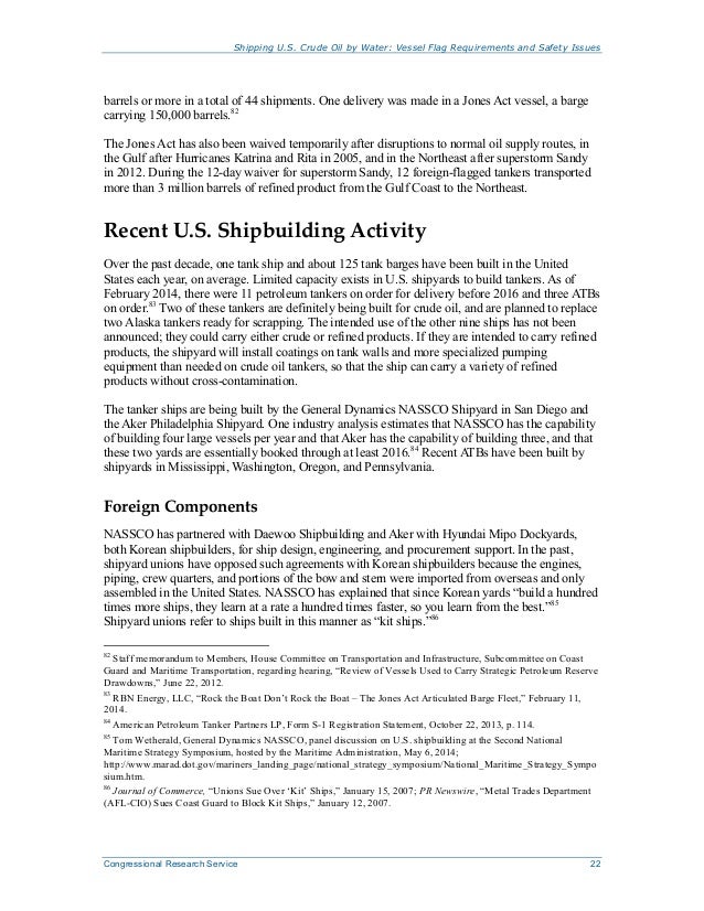 Shipping U.S. Crude Oil by Water Vessel Flag Requirements and Safety…