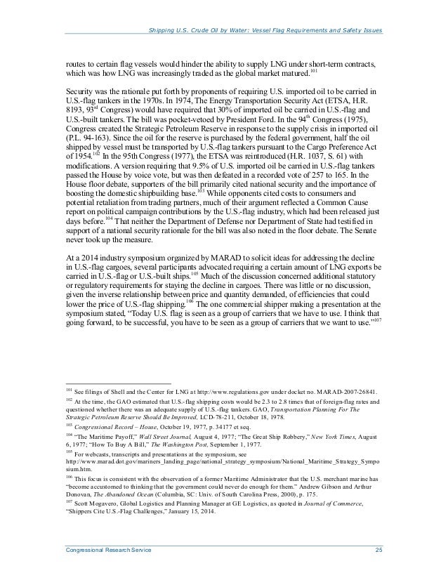 Shipping U.S. Crude Oil by Water Vessel Flag Requirements and Safety…