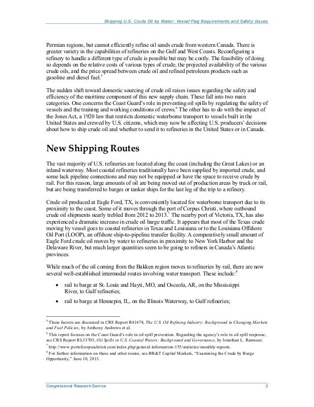 Shipping U.S. Crude Oil by Water Vessel Flag Requirements and Safety…