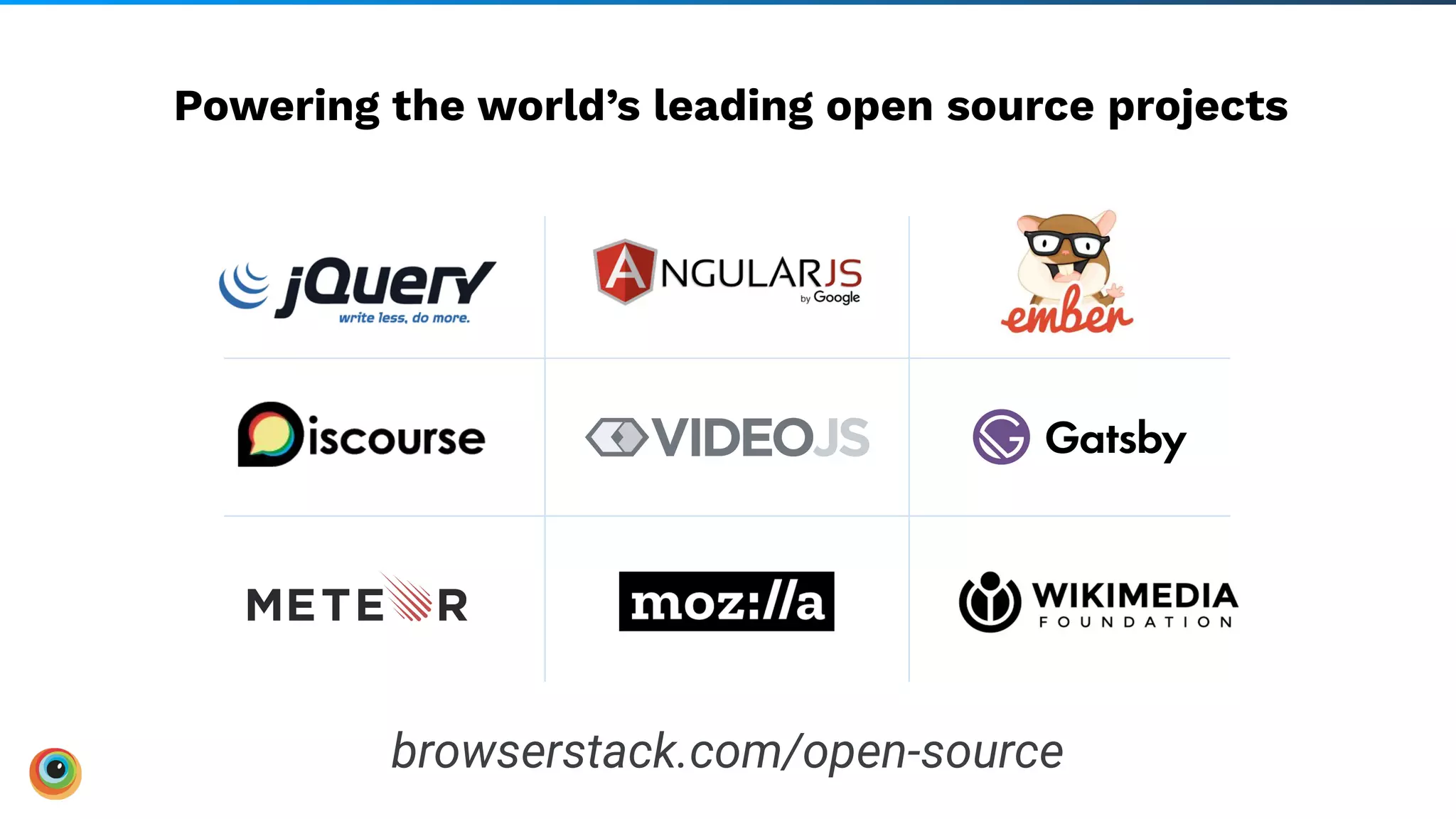 Powering the world’s leading open source projects
browserstack.com/open-source
 