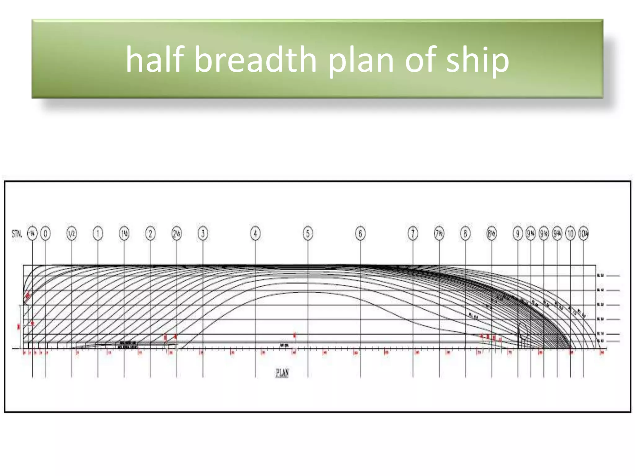 half breadth plan of ship 
 