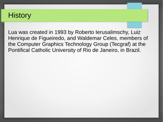 Lua زبان برنامه نویسی | PPT