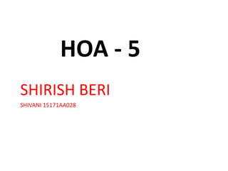 HOA - 5
SHIRISH BERI
SHIVANI 15171AA028
 