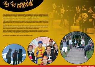 RKMD - Filial CuritibaRKMD - Filial Curitiba
Como falamos, o Shishinbun não poderia deixar de relembrar a vinda da Harumi san aqui para o Brasil
e especialmente para nossa filial. Primeiramente, vamos apresentá-la para quem não pôde conhecê-la.
Harumi Kamesato mora em Okinawa, nasceu em 1980, e só de taikô ela tem 18 anos! Ela foi especialmen-
te convidada para vir ensinar nas filaiis brasileiras do Ryukyu Koku Matsuri Daiko.
Logo na sua chegada, no aeroporto, assim como as outras filiais nós preparamos uma recepção especial
e que pegou de surpresa a nossa visita. Depois de recebê-la a hora dos treinos chegou, todos ficaram
impressionados como sua técinica era apurada e como demonstrava tanta energia ao tocar a música que
fosse.
Apesar da dificuldade da comunicação em alguns momentos, aprender com ela ficava fácil pela sua sen-
sibilidade e também o bom humor. Nos dias que se seguiram, Harumi san mostrou ser muito dedicada
dando treinos para o grupo até mesmo quando não estava sentindo-se muito bem.
Quando não havia treino, havia passeios, muitos passeios. Sempre animada para conhcer os membros e
aquilo que gostam de fazer, compartilhou muitos momentos de diversão com quem pode estar. Visitou
parques, restaurantes, pontos turísticos e até saiu à noite!
Foi muito bom, todos sabemos, mas o que será que ela achou? Bem...
RKMD - Filial Curitiba
 