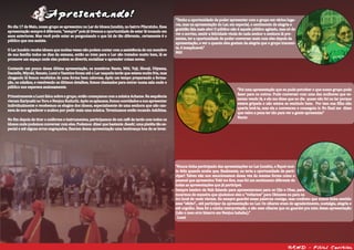 RKMD - Filial Curitiba
Apresentando!
No dia 17 de Maio, nosso grupo se apresentou no Lar de Idosos Junshin, no bairro Pilarzinho. Essa
apresentação sempre é diferente, “sempre” pois já tivemos a oportunidade de estar lá tocando em
anos anteriores. Mas você pode estar se perguntando o que há de tão diferente.. certamente é o
público que nos assiste.
O Lar Junshin recebe idosos que muitas vezes não podem contar com a assistência de um membro
de sua família todos os dias da semana, então ao irem para o Lar são tratados muito bem, lá se
promove um espaço onde eles podem se divertir, socializar e aprender coisas novas.
Contando um pouco dessa última apresentação, os membros Naoto, Miti, Yuji, Shooji, Utiyama,
Danielle, Miyuki, Renato, Lumi e Yasmine foram até o Lar naquela tarde que estava muito fria, mas
chegando lá fomos recebidos de uma forma bem calorosa. Após um tempo preparando a forma-
ção, os odaikos, e resolvendo os últimos detalhes, fomos chamados para entrar numa sala onde o
público nos esperava ansiosamente.
Primeiramente a Lumi falou sobre o grupo, então começamos com a música Achame. Na sequência
vieram Kariyushi no Yoru e Nenjuu Kuduchi. Após os aplausos, fomos convidados a nos apresentar
individualmente e recebemos os elogios dos idosos, especialmente de uma senhora que não can-
sava de nos agradecer e acabou por pedir mais uma música. Terminamos então tocando Ashibina.
No fim depois de tirar o uniforme e instrumentos, participamos de um café da tarde com todos os
idosos onde pudemos conversar com eles. Podemos dizer que bastante fueshi , uma platéia tão es-
pecial e até alguns erros engraçados, fizeram dessa apresentação uma lembrança boa de se levar.
RKMD - Filial Curitiba
“Foi uma apresentação que eu pude perceber o que nosso grupo pode
fazer para os outros. Pude conversar com uma das mulheres que es-
tavam vendo lá, e ela me disse que no dia quase não foi no lar porque
estava gripada e não estava se sentindo bem. Por isso sua filha não
queria levá-la, mas ela a convenceu e conseguiu ir. No final me disse
que valeu a pena ter ido para ver a gente apresentar.”
Naoto
“Tenho a oportunidade de poder apresentar com o grupo em vários luga-
res, mas na apresentação do Lar, em especial, o sentimento de alegria e
gratidão fala mais alto! O público não é aquele público agitado, mas só de
ver o sorriso, sentir a felicidade vinda de cada senhor e senhora lá pre-
sentes, ter a oportunidade de poder conversar mais com eles depois da
apresentação, e ver o quanto eles gostam da alegria que o grupo transmi-
te, é inexplicavel.”
Miti
“Nunca tinha participado das apresentações no Lar Junshin, e fiquei mui-
to feliz quando soube que, finalmente, eu teria a oportunidade de parti-
cipar! Talvez não nos emocionamos dessa vez da mesma forma como o
pessoal que apresentou Toki wo Koe, mas foi um sentimento diferente de
todas as apresentações que já participei.
Sempre lembro da Nah falando para apresentarmos para os Ojis e Obas, para
tocarmos de maneira que ajudemos eles a “voltarem” para Okinawa ou para ou
tro local de onde vieram. Eu sempre guardei essas palavras comigo, mas confesso que nunca tinha sentido
esse “efeito”... até participar da apresentação no Lar. Os olhares eram de agradecimento, nostalgia, alegria e
até orgulho. Essa foi a minha interpretação, e são esse olhares que eu guardei pra mim dessa apresentação
(não o meu erro bizarro em Nenjuu hahaha).”
Lumi
 