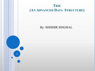 TRIE
(AN ADVANCED DATA STRUCTURE)
By: SHISHIR SINGHAL
1
 