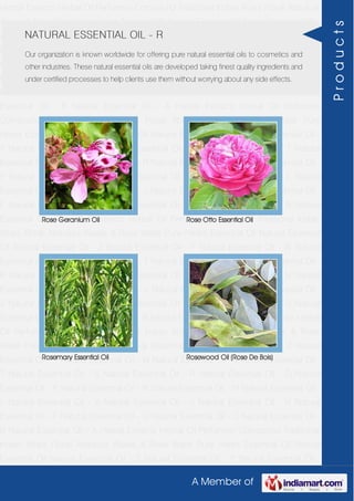 A Member of
Herbal Extracts Herbal Oil Perfumery Compound Traditional Indian Attars Florali Absolute
Waxes & Rose Water Pure Herbs Essential Oil Natural Essential Oil Natural Essential Oil -
Z Natural Essential Oil - Y Natural Essential Oil - W Natural Essential Oil - V Natural
Essential Oil - T Natural Essential Oil - S Natural Essential Oil - R Natural Essential Oil -
O Natural Essential Oil - P Natural Essential Oil - N Natural Essential Oil - M Natural
Essential Oil - L Natural Essential Oil - K Natural Essential Oil - J Natural Essential Oil -
H Natural Essential Oil - F Natural Essential Oil - G Natural Essential Oil - C Natural
Essential Oil - B Natural Essential Oil - A Herbal Extracts Herbal Oil Perfumery
Compound Traditional Indian Attars Florali Absolute Waxes & Rose Water Pure
Herbs Essential Oil Natural Essential Oil Natural Essential Oil - Z Natural Essential Oil -
Y Natural Essential Oil - W Natural Essential Oil - V Natural Essential Oil - T Natural
Essential Oil - S Natural Essential Oil - R Natural Essential Oil - O Natural Essential Oil -
P Natural Essential Oil - N Natural Essential Oil - M Natural Essential Oil - L Natural
Essential Oil - K Natural Essential Oil - J Natural Essential Oil - H Natural Essential Oil -
F Natural Essential Oil - G Natural Essential Oil - C Natural Essential Oil - B Natural
Essential Oil - A Herbal Extracts Herbal Oil Perfumery Compound Traditional Indian
Attars Florali Absolute Waxes & Rose Water Pure Herbs Essential Oil Natural Essential
Oil Natural Essential Oil - Z Natural Essential Oil - Y Natural Essential Oil - W Natural
Essential Oil - V Natural Essential Oil - T Natural Essential Oil - S Natural Essential Oil -
R Natural Essential Oil - O Natural Essential Oil - P Natural Essential Oil - N Natural
Essential Oil - M Natural Essential Oil - L Natural Essential Oil - K Natural Essential Oil -
J Natural Essential Oil - H Natural Essential Oil - F Natural Essential Oil - G Natural
Essential Oil - C Natural Essential Oil - B Natural Essential Oil - A Herbal Extracts Herbal
Oil Perfumery Compound Traditional Indian Attars Florali Absolute Waxes & Rose
Water Pure Herbs Essential Oil Natural Essential Oil Natural Essential Oil - Z Natural
Essential Oil - Y Natural Essential Oil - W Natural Essential Oil - V Natural Essential Oil -
T Natural Essential Oil - S Natural Essential Oil - R Natural Essential Oil - O Natural
Essential Oil - P Natural Essential Oil - N Natural Essential Oil - M Natural Essential Oil -
L Natural Essential Oil - K Natural Essential Oil - J Natural Essential Oil - H Natural
Essential Oil - F Natural Essential Oil - G Natural Essential Oil - C Natural Essential Oil -
B Natural Essential Oil - A Herbal Extracts Herbal Oil Perfumery Compound Traditional
Indian Attars Florali Absolute Waxes & Rose Water Pure Herbs Essential Oil Natural
Essential Oil Natural Essential Oil - Z Natural Essential Oil - Y Natural Essential Oil -
NATURAL ESSENTIAL OIL - R
Our organization is known worldwide for offering pure natural essential oils to cosmetics and
other industries. These natural essential oils are developed taking finest quality ingredients and
under certified processes to help clients use them without worrying about any side effects.
Rose Geranium Oil Rose Otto Essential Oil
Rosemary Essential Oil Rosewood Oil (Rose De Bois)
Products
 