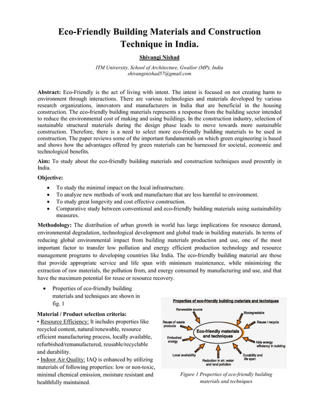 Research paper on EcoFriendly building material and construction
