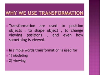 3D transformation in computer graphics | PPTX