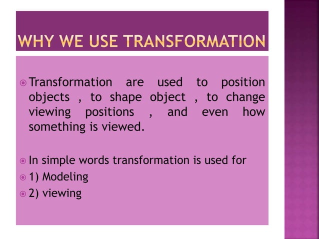 3D transformation in computer graphics | PPTX