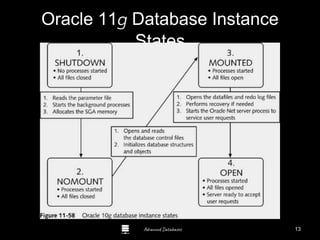 Advanced Databases
Oracle 11g Database Instance
States
13
 