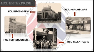 HCL TECHNOLOGIES
HCL INFOSYSTEM
HCL HEALTH CARE
HCL TALENT CARE
HCL ENTERPRISE
 