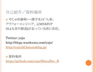 ԼB飯Yψ
䤸???hϡ١
ե`󥸥˥Ԫͣӣ֣ͣ
ӣ(󾮴⟵)ߤäƤס
?

Twitteryaju
http://blogs.wankuma.com/yaju/
http://yaju3d.hatenablog.jp/
Yψ
https://github.com/yaju/ShizuDev_R
?

 
