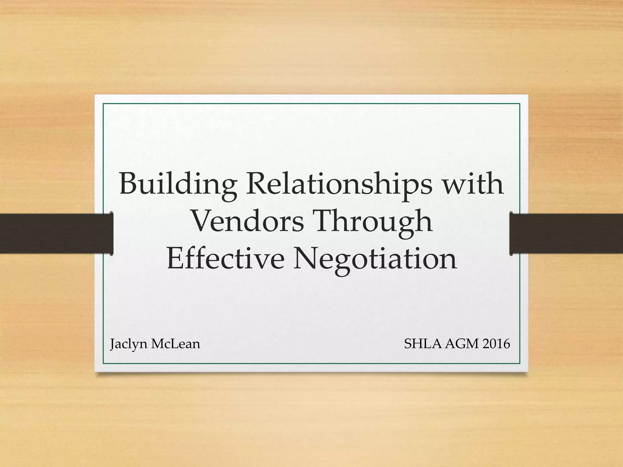 Negotiation and Vendor Relations Tips | PPTX