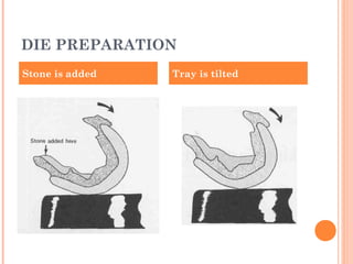 DIE PREPARATION
Stone is added Tray is tilted
 