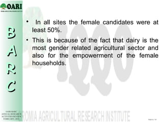 Demonstration of dairy technologies in peri-urban areas of Nekemte, Bako and Gimbi towns, western Oromia, Ethiopia