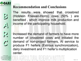 Demonstration of dairy technologies in peri-urban areas of Nekemte, Bako and Gimbi towns, western Oromia, Ethiopia