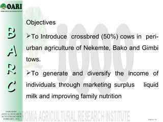 Demonstration of dairy technologies in peri-urban areas of Nekemte, Bako and Gimbi towns, western Oromia, Ethiopia