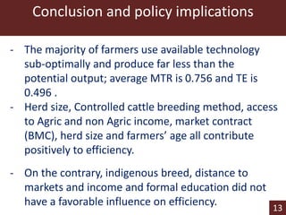 Technical efficiency and technological gaps among smallholder beef farms in Botswana: A stochastic meta-frontier approach