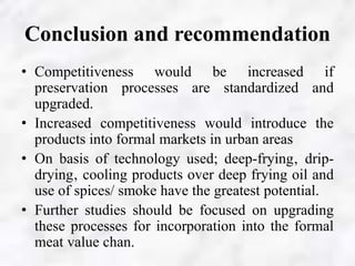 Meat preservation technologies in Kenya’s pastoral areas with potential for market competitiveness improvement