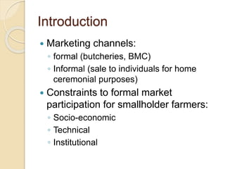 Determinants of market participation by smallholder cattle farmers and the institutional constraints to market participation in Botswana: Case study of Kweneng West