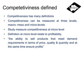 Measurement of competitiveness in smallholder livestock systems and emerging policy advocacy: An application to Botswana