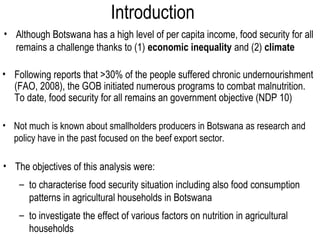 Characterisation of food security and consumption patterns among livestock keepers in Botswana